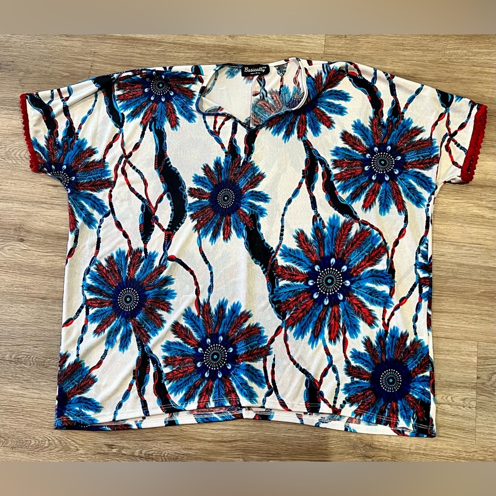 Basically Me Boutique Shirt, Red, White, and Blue, size small/medium